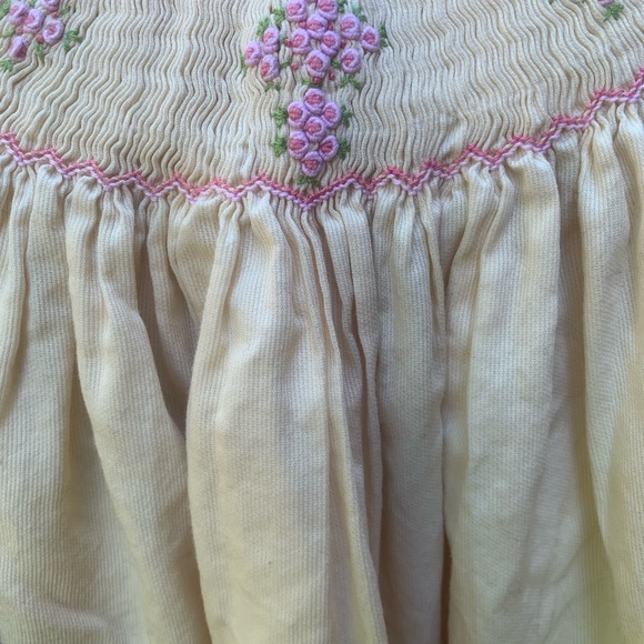 CAROUSEL WEAR  Classic Smocked Yellow Dress with Pink Rose Details - Size 7 - Picture 2 of 6